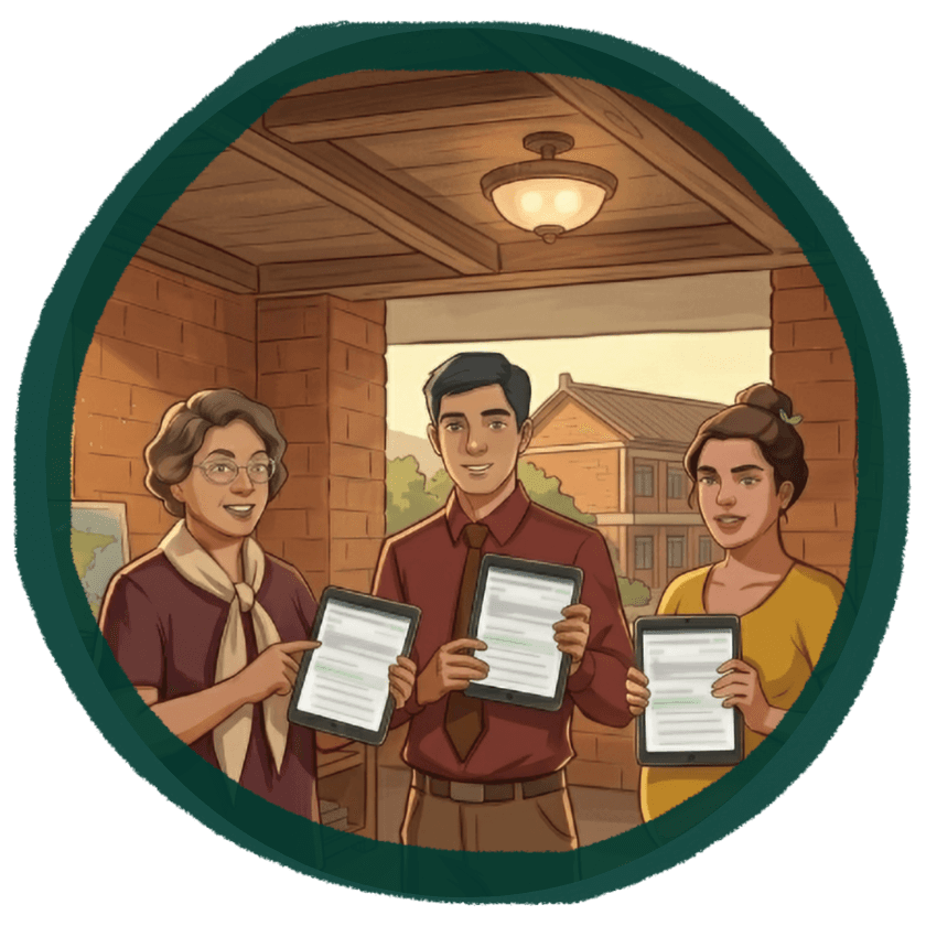 Teachers and students with Pallo