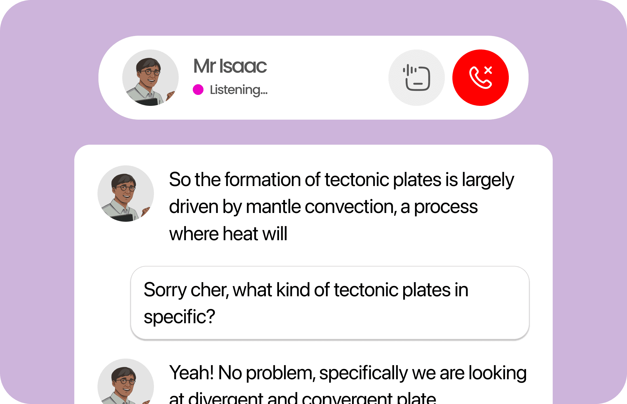 Voice conversation with AI tutor