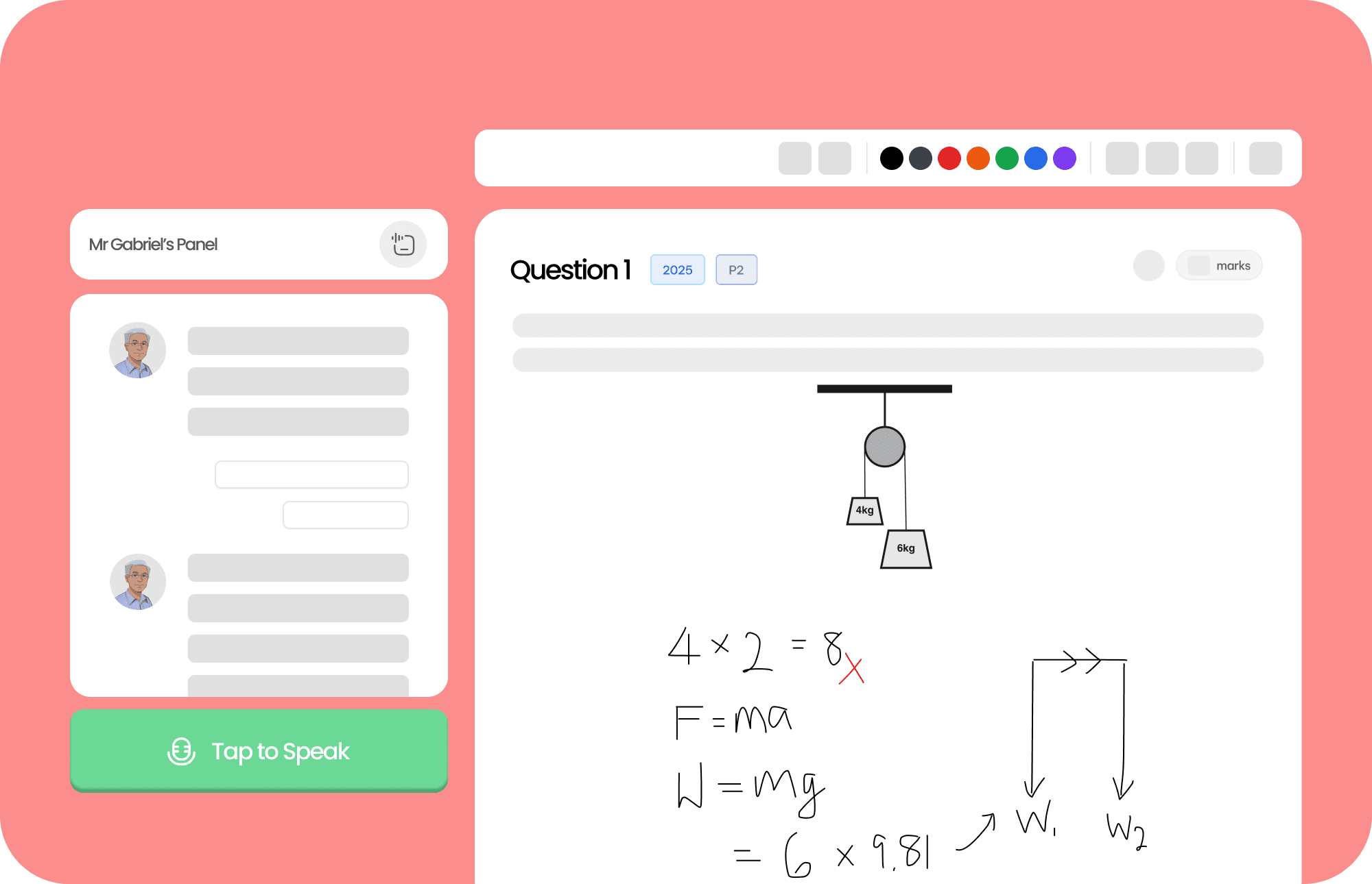 Student drawing their working on the live consults board